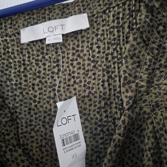 LOFT Dotted Smocked Peplum  Top - Picture 8 of 9